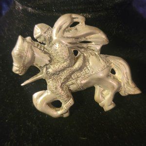Vintage Jousting Knight Brooch